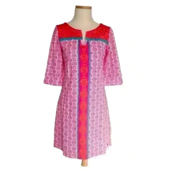 Hatley Women's Peplum Sleeve Dress Cross Hatch Tropics SIZE-S/P - Picture 7 of 8